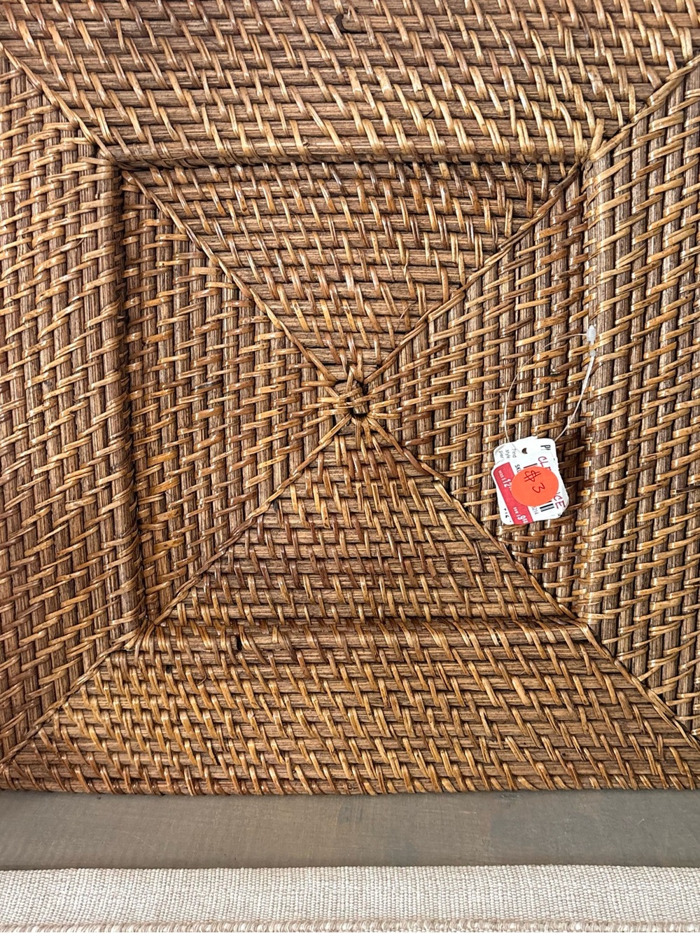 Pier 1 Square Woven Rattan Chargers Brown 12.5" Set of 4 Placemats